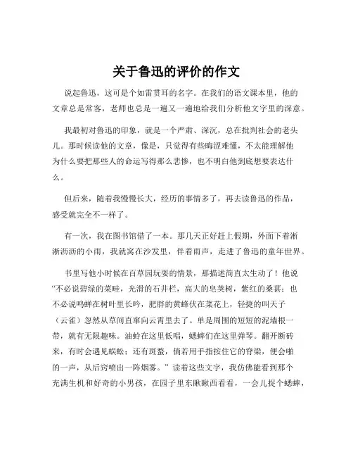 关于鲁迅的评价的作文