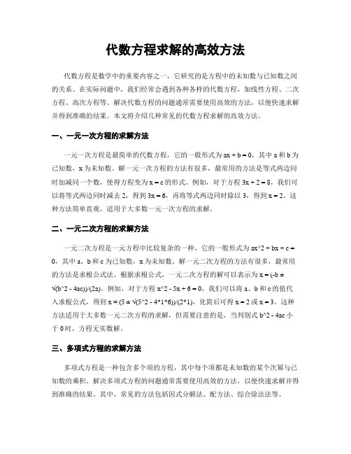代数方程求解的高效方法