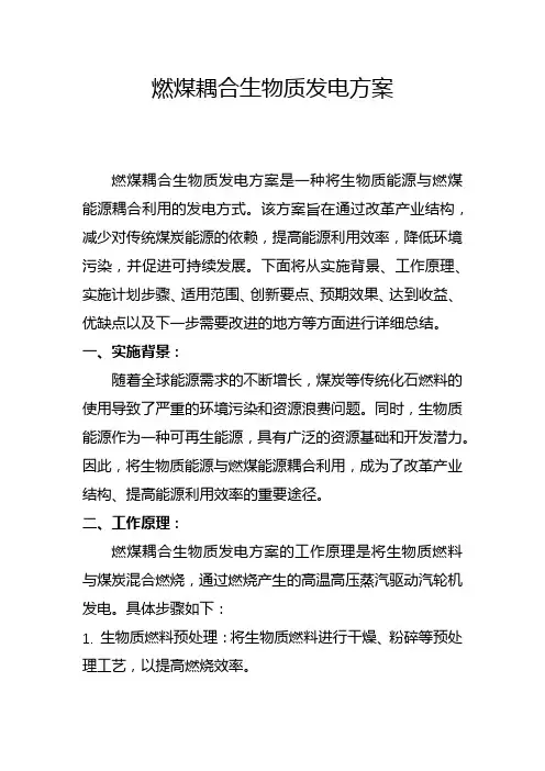 燃煤耦合生物质发电方案(一)