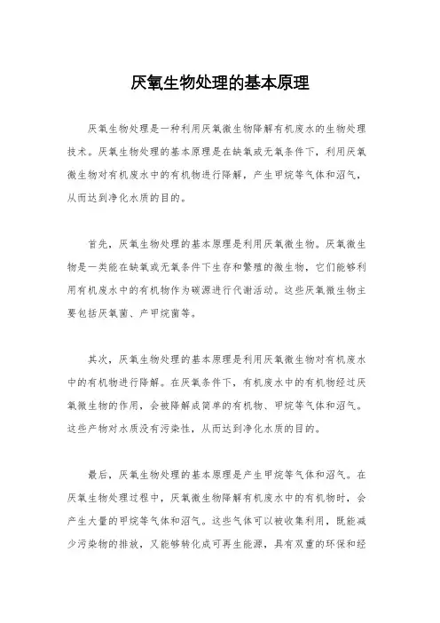 厌氧生物处理的基本原理