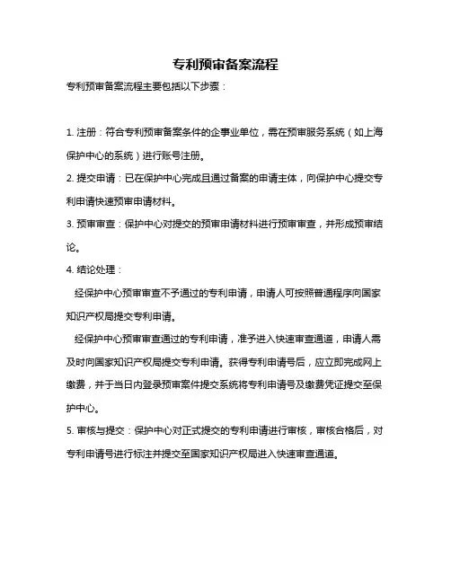 专利预审备案流程