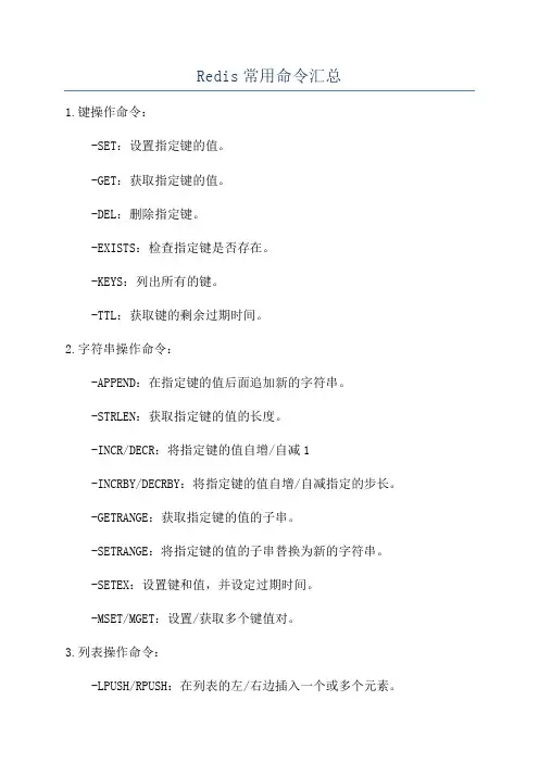 Redis常用命令汇总