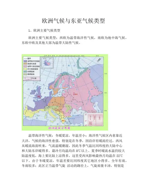 欧洲气候与东亚气候类型