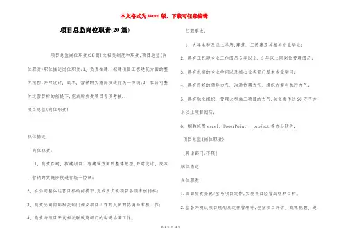项目总监岗位职责(20篇)