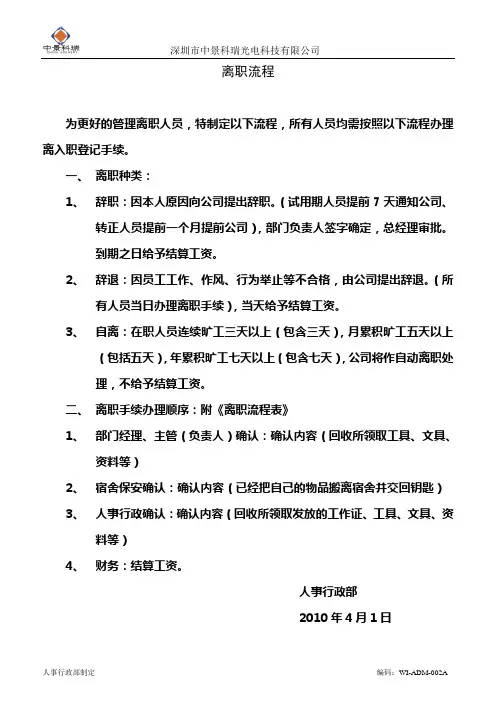002离职流程ADM002A