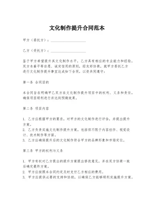 文化制作提升合同范本