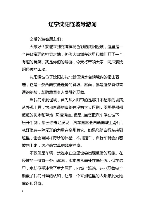 辽宁沈阳怪坡导游词
