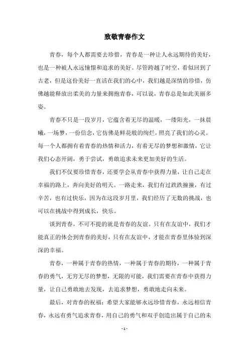 致敬青春作文