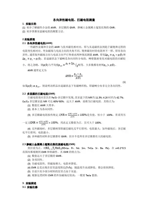 各向异性磁电阻、巨磁电阻测量