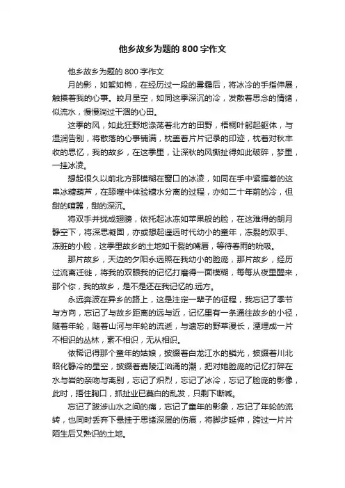 他乡故乡为题的800字作文