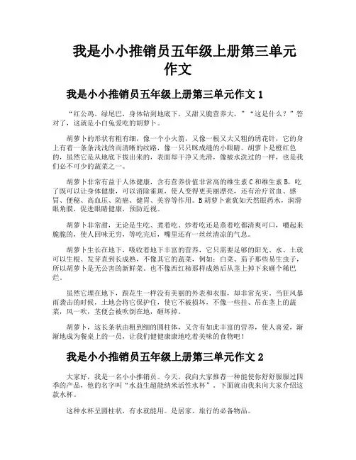 我是小小推销员五年级上册第三单元作文