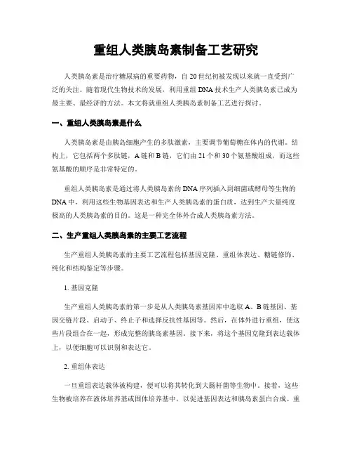 重组人类胰岛素制备工艺研究