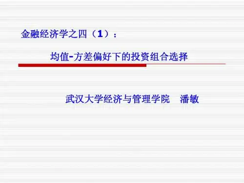 金融经济学之四(1)：