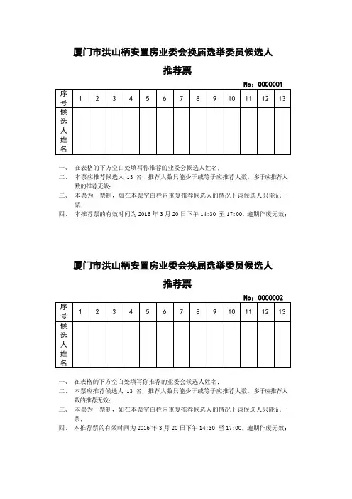 候选人推荐票