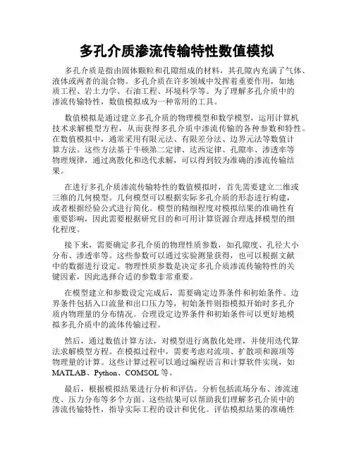 多孔介质渗流传输特性数值模拟