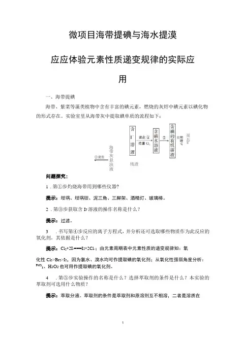 高中化学   海带提碘与海水提溴