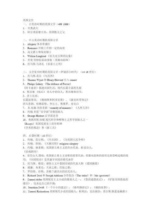 专业八级 文学常识