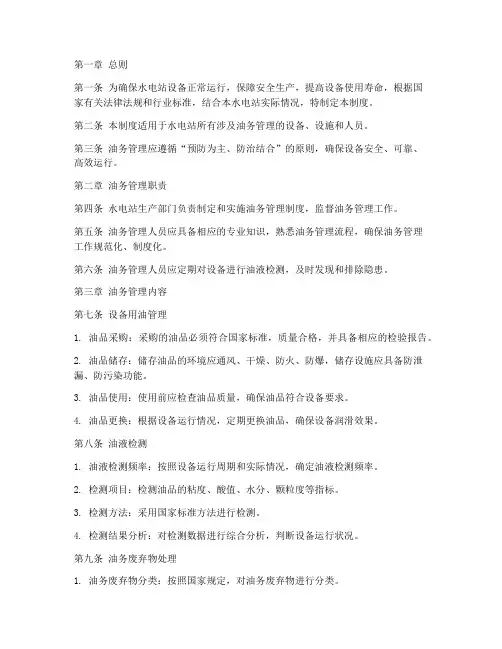 水电站油务管理制度范本