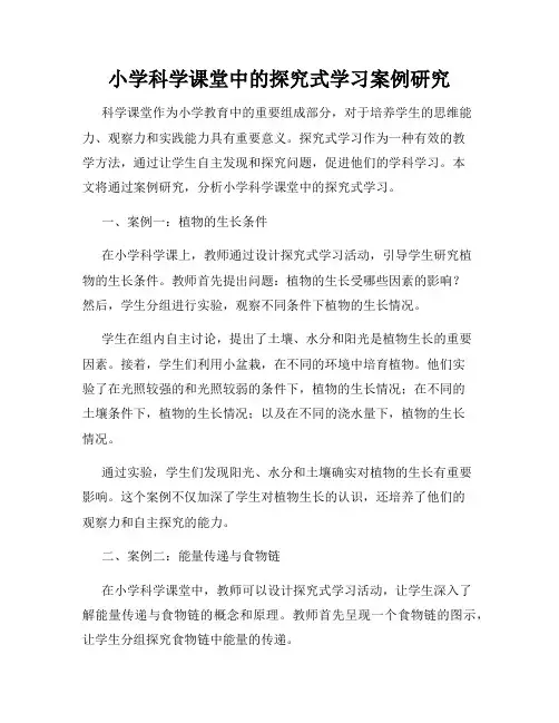 小学科学课堂中的探究式学习案例研究