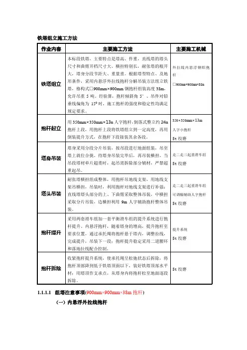 铁塔组立施工方法