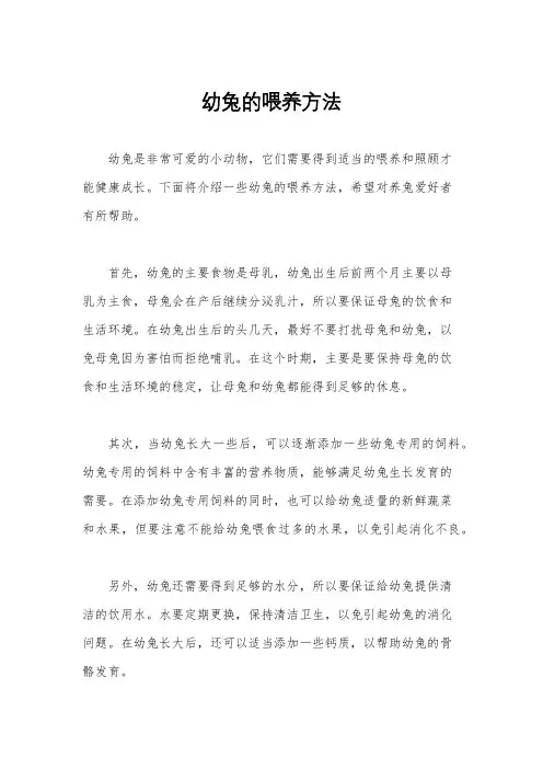 幼兔的喂养方法