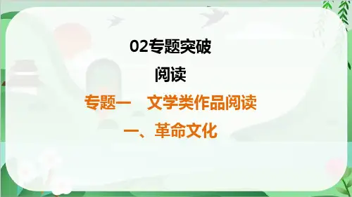 2025年中考语文总复习专题突破阅读专题1文学类作品阅读1、革命文化