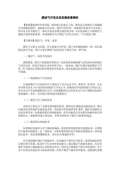 煤层气开发及其发展前景探析