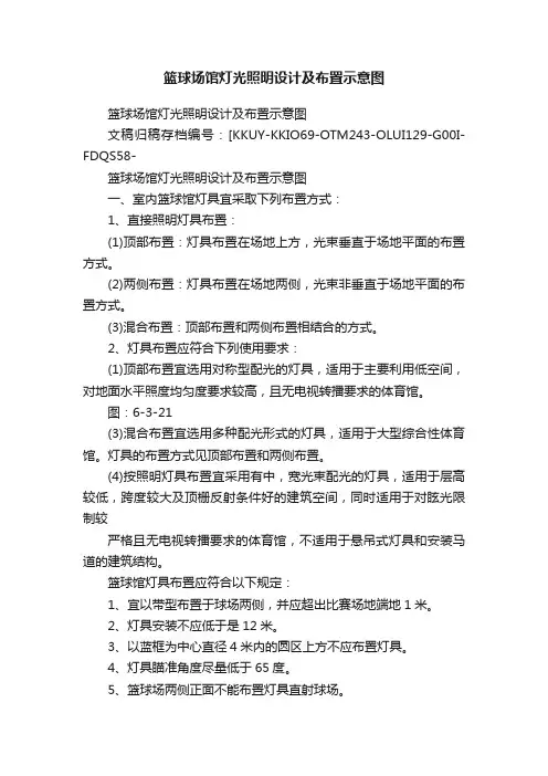 篮球场馆灯光照明设计及布置示意图