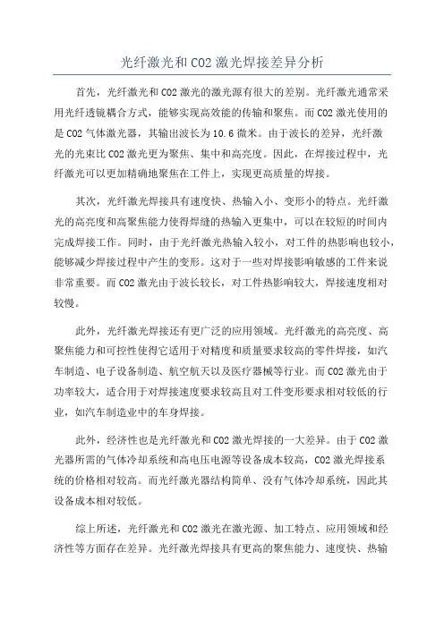 光纤激光和CO2激光焊接差异分析