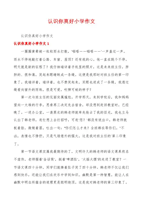 认识你真好小学作文