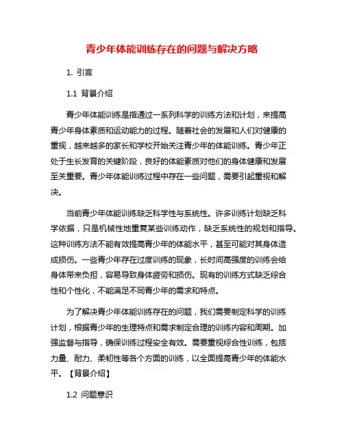 青少年体能训练存在的问题与解决方略