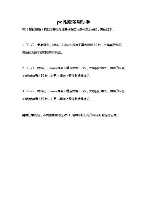 pc阻燃等级标准