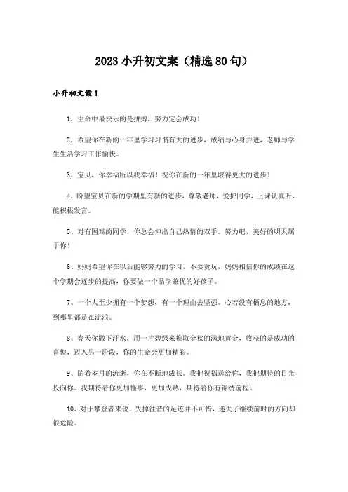 2023小升初文案(精选80句)