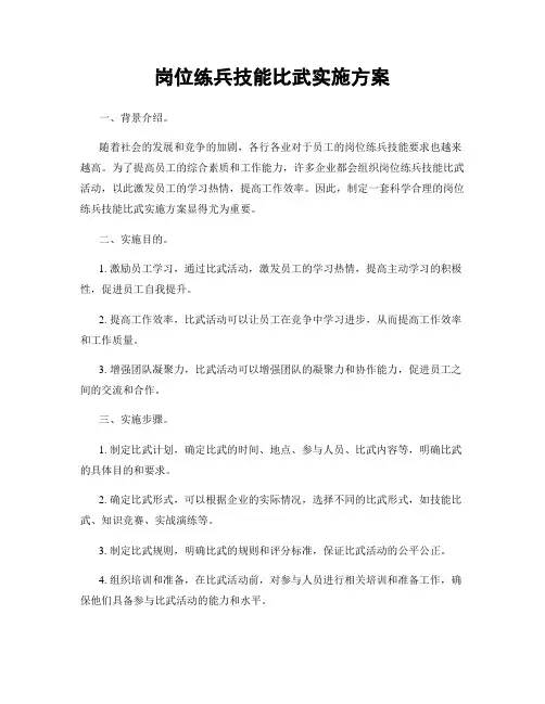 岗位练兵技能比武实施方案