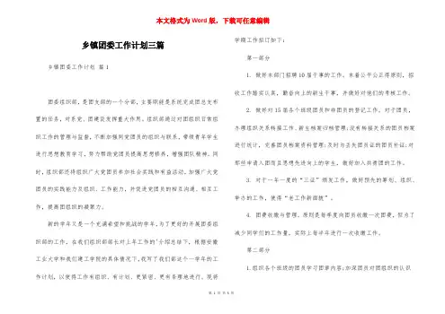 乡镇团委工作计划三篇