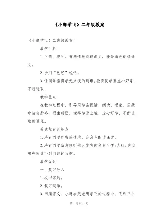 《小鹰学飞》二年级教案