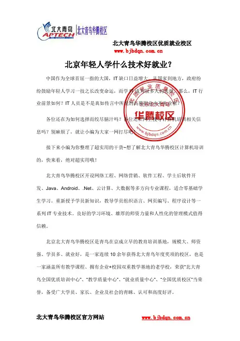 北京年轻人学什么技术好就业