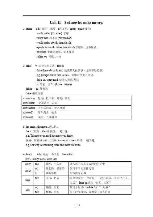 人教版英语九年级词汇精讲——Unit11
