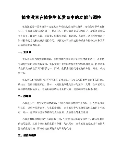 植物激素在植物生长发育中的功能与调控