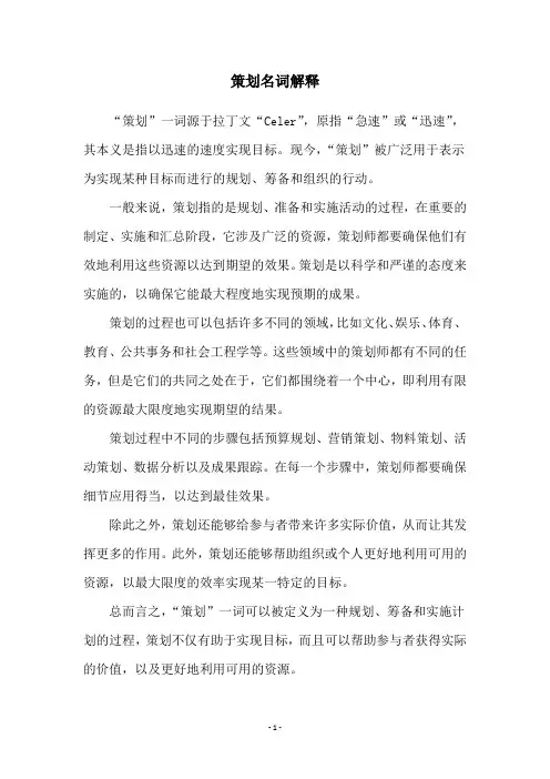 策划名词解释