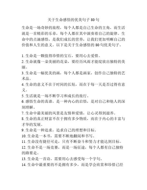 关于生命感悟的优美句子80句