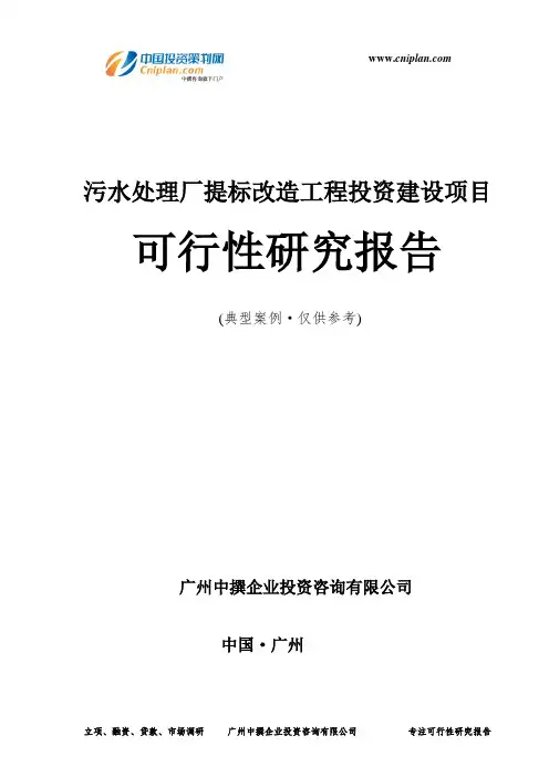 污水处理厂提标改造工程投资建设项目可行性研究报告