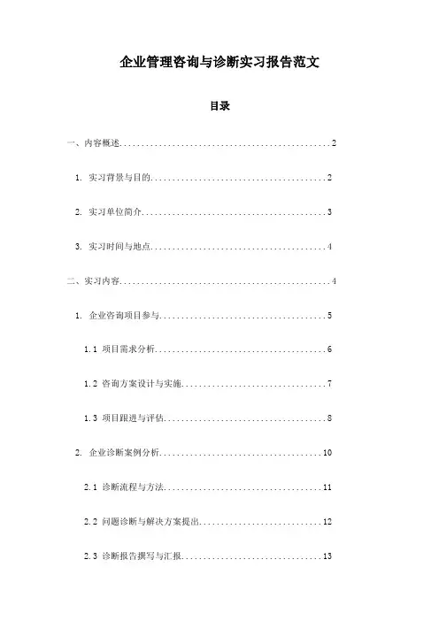 企业管理咨询与诊断实习报告范文