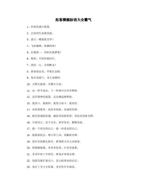 拓客横幅标语大全霸气