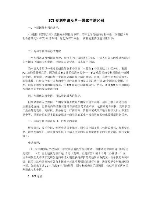 PCT专利申请及单一国家申请区别