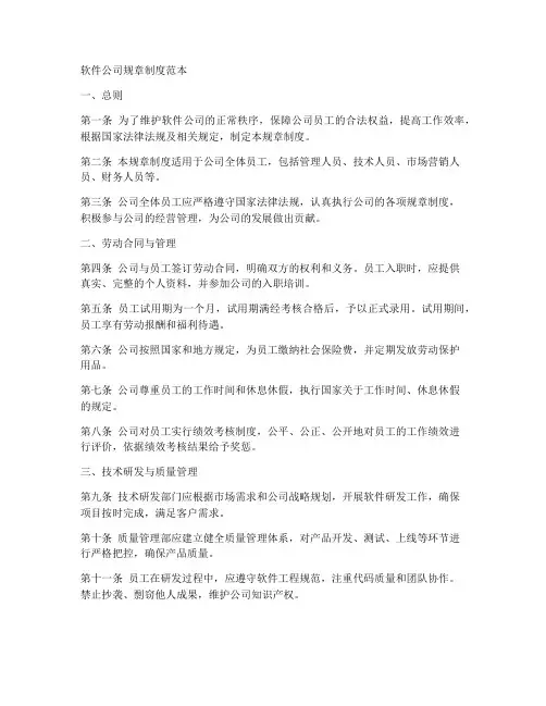 软件公司规章制度范本