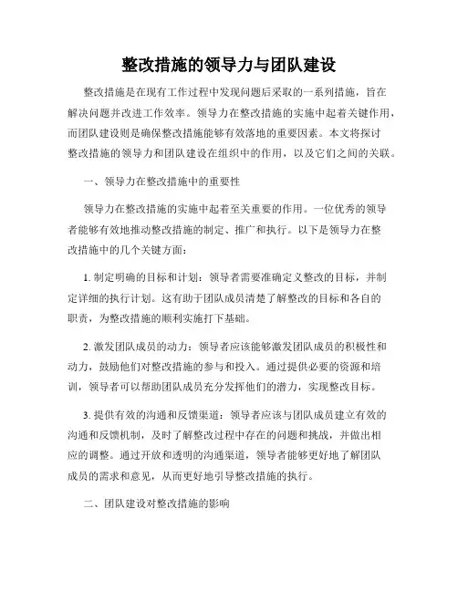 整改措施的领导力与团队建设