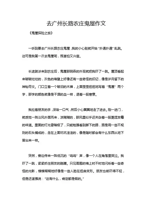 去广州长路农庄鬼屋作文