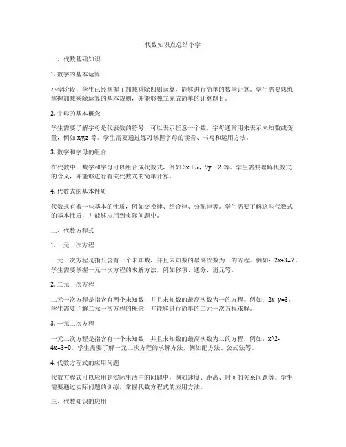 代数知识点总结小学