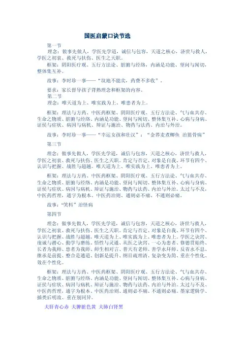 国医启蒙口诀节选